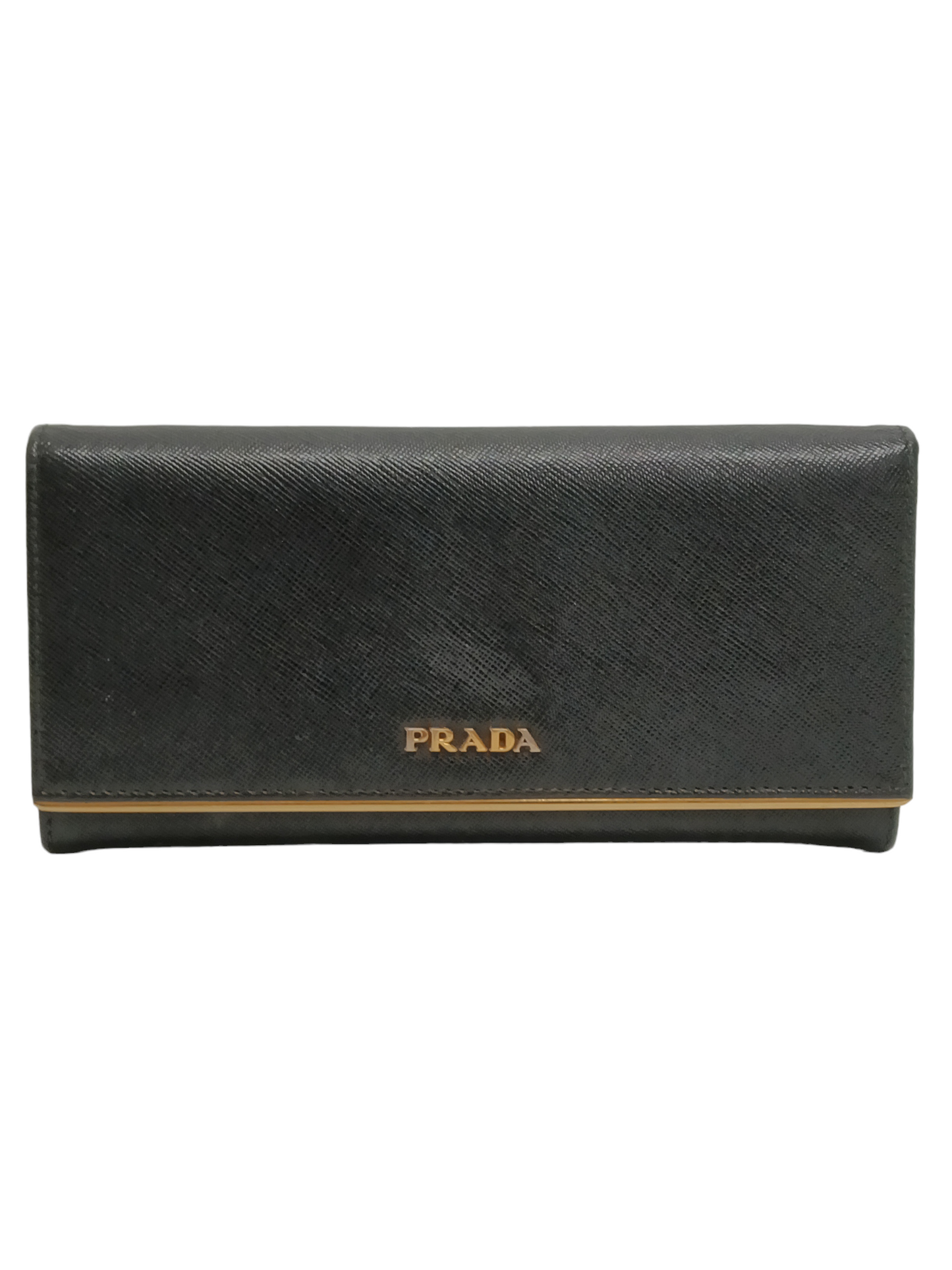 PRADA Long Wallet Black/Gold 224 Card case