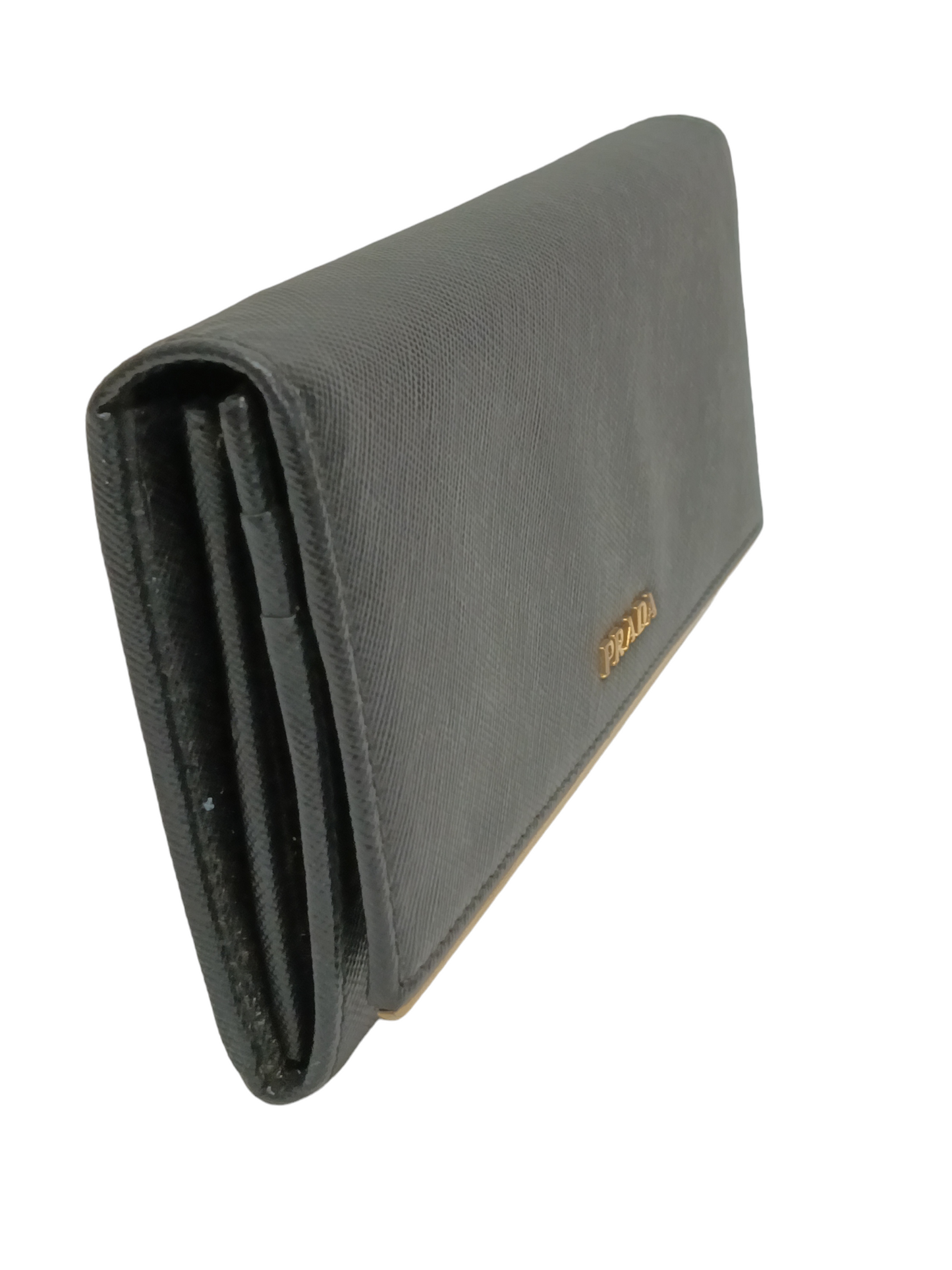 PRADA Long Wallet Black/Gold 224 Card case