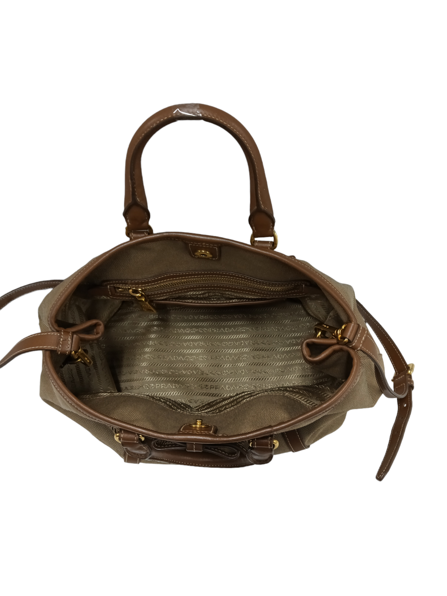 PRADA 2WAY Bag Logo Jacquard 58/N 173 Brown Rank B