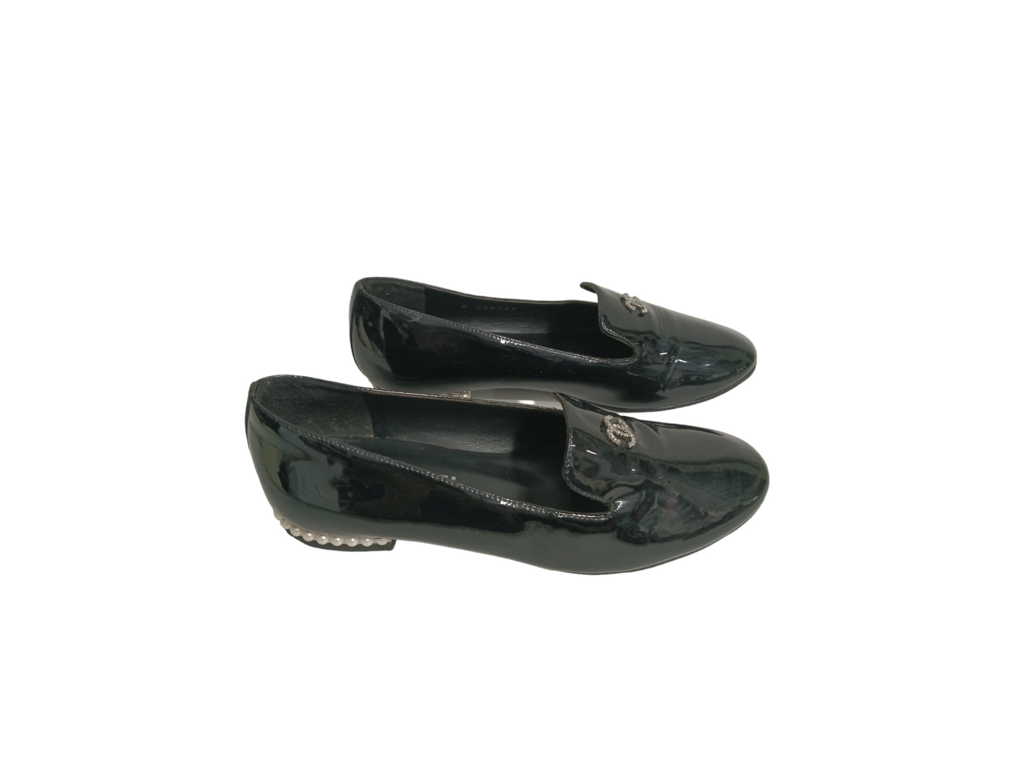 CHANEL ENAMEL PUMPS SIZE 37 LADY'S BLACK