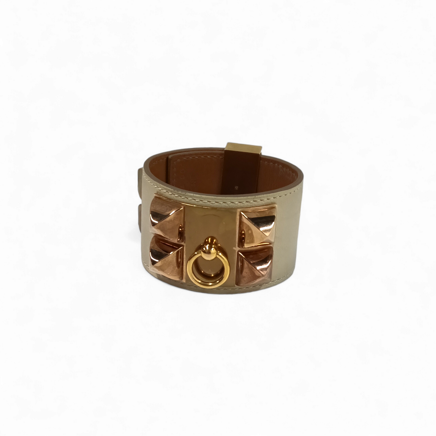HERMES Bracelet T NM 004 Collier Beige/Gold *Stain* Rank B