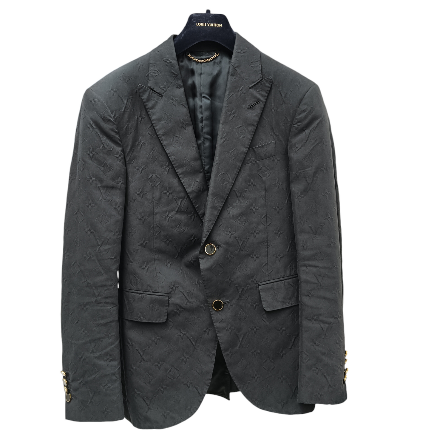 LOUIS VUITTON SUIT 44 Mens Black Rank (C)*In side damage RM191 LI0HGJ61E Plain Rainbow