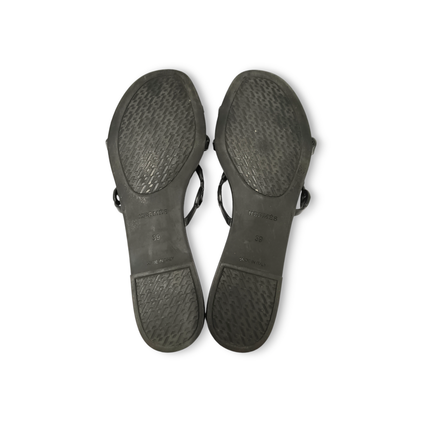 HERMES Sandal SIZE 39 Lady's Black Chaine dAncre Rank B