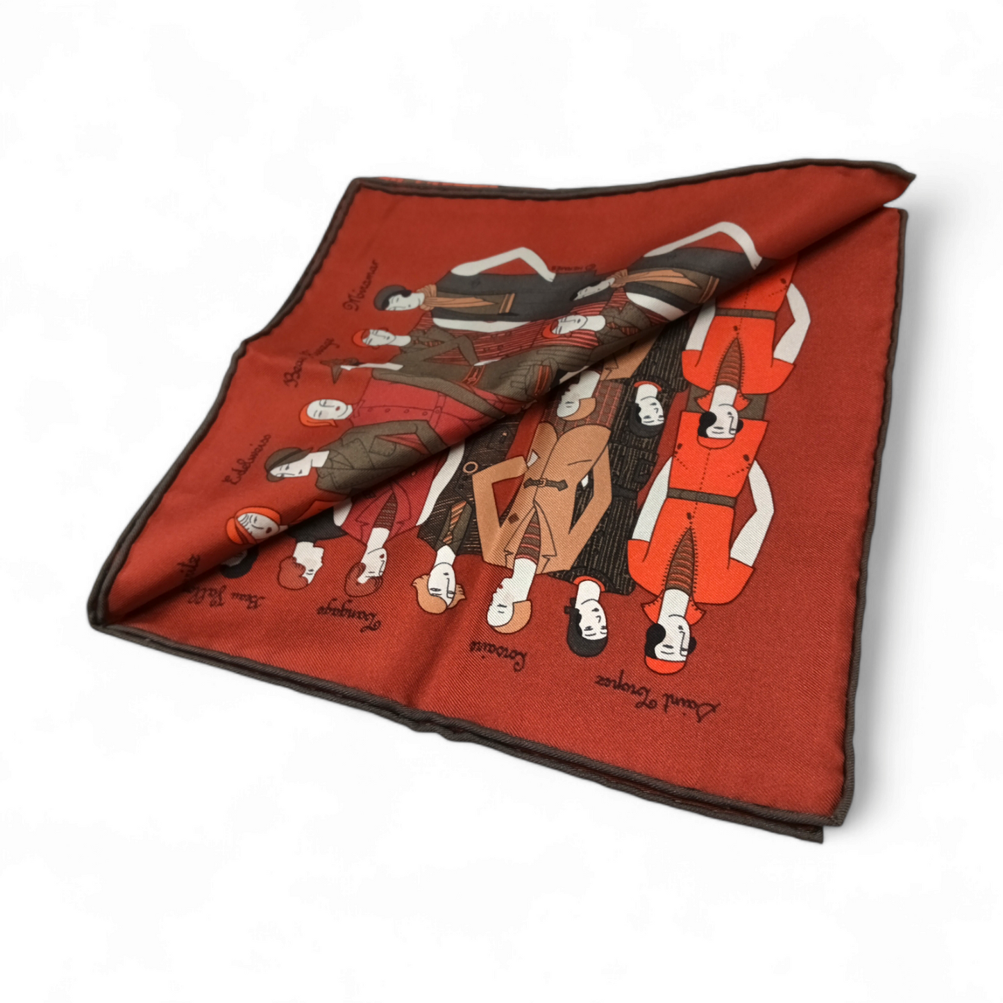 HERMES Scarf Red Carre 40 Rank AB