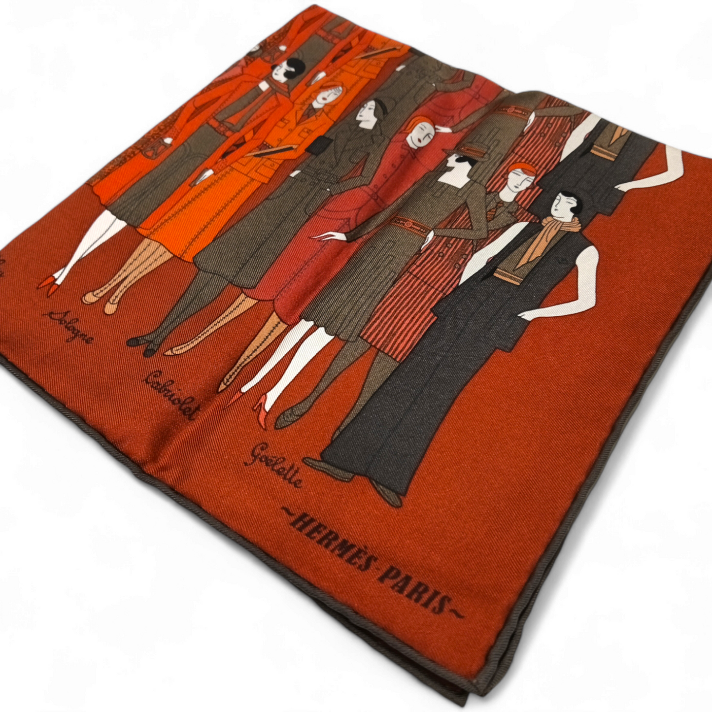 HERMES Scarf Red Carre 40 Rank AB