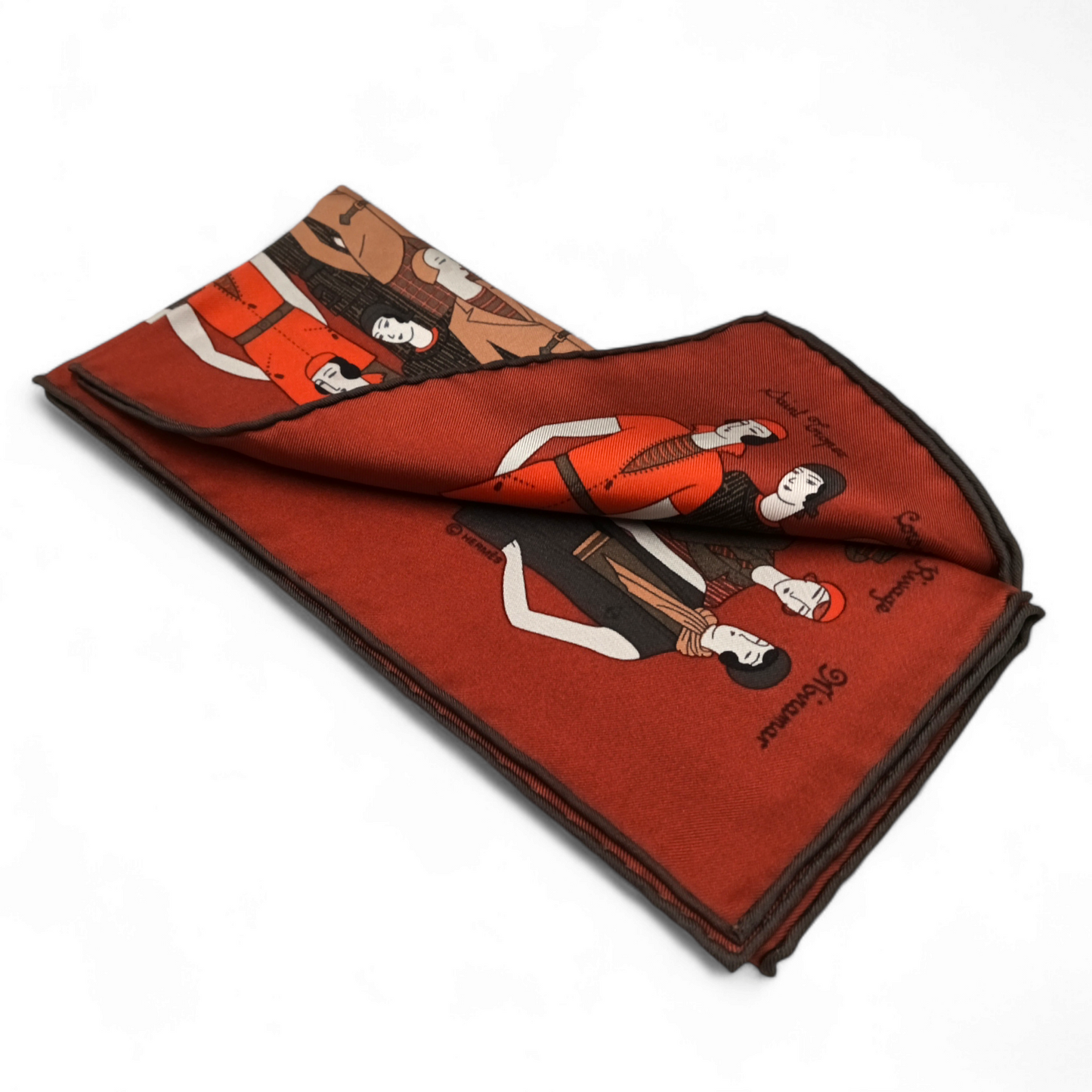HERMES Scarf Red Carre 40 Rank AB