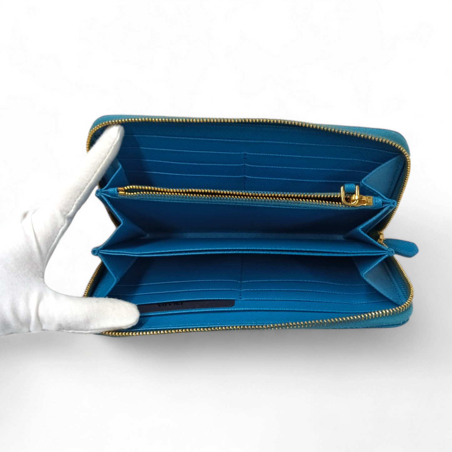 PRADA Long Wallet IML506 230A Sky Blue Rank B