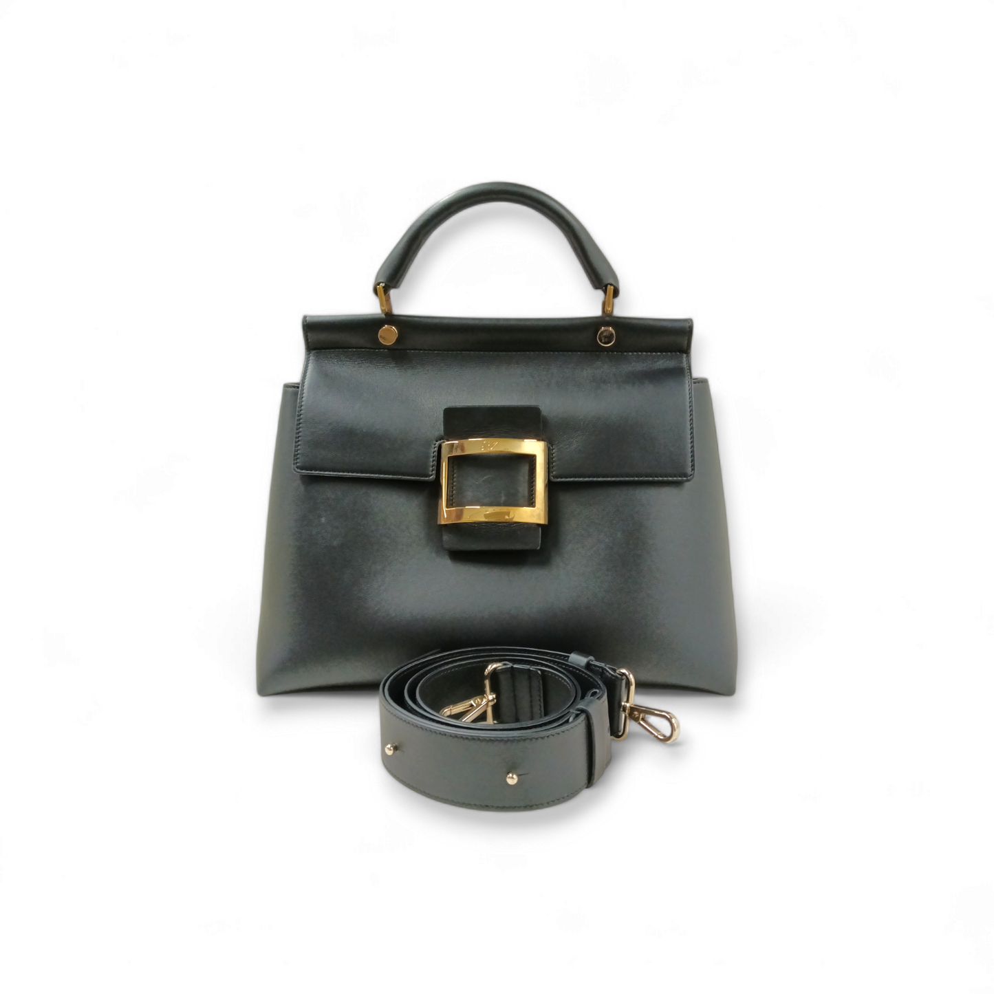 Roger vivier Tote Bag Black Cabas Metal Buckle Rank B