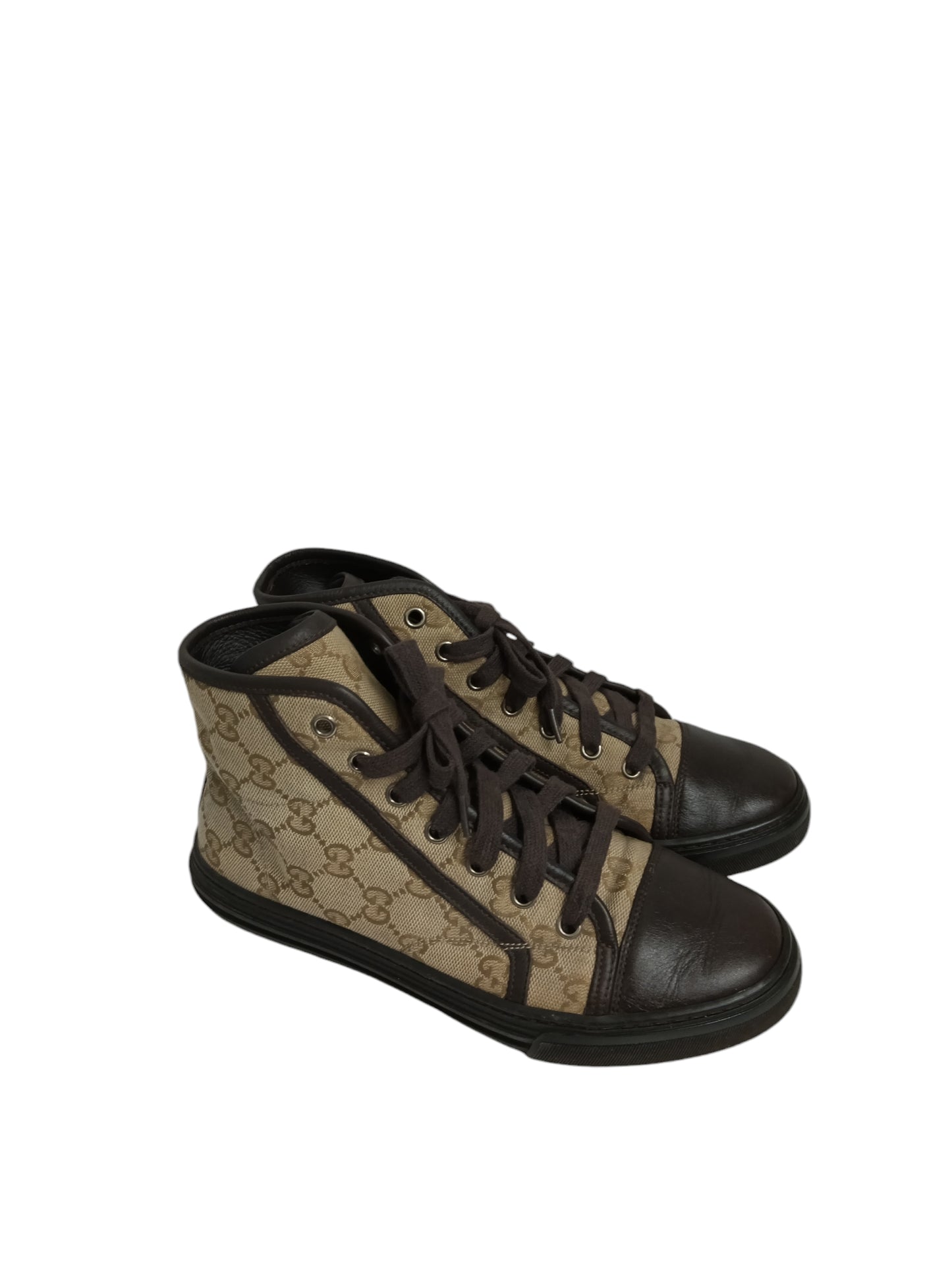 GUCCI HIGH CUT SNEAKERS 36 LADY'S BROWN SCRATCH 426186 RANK(B)