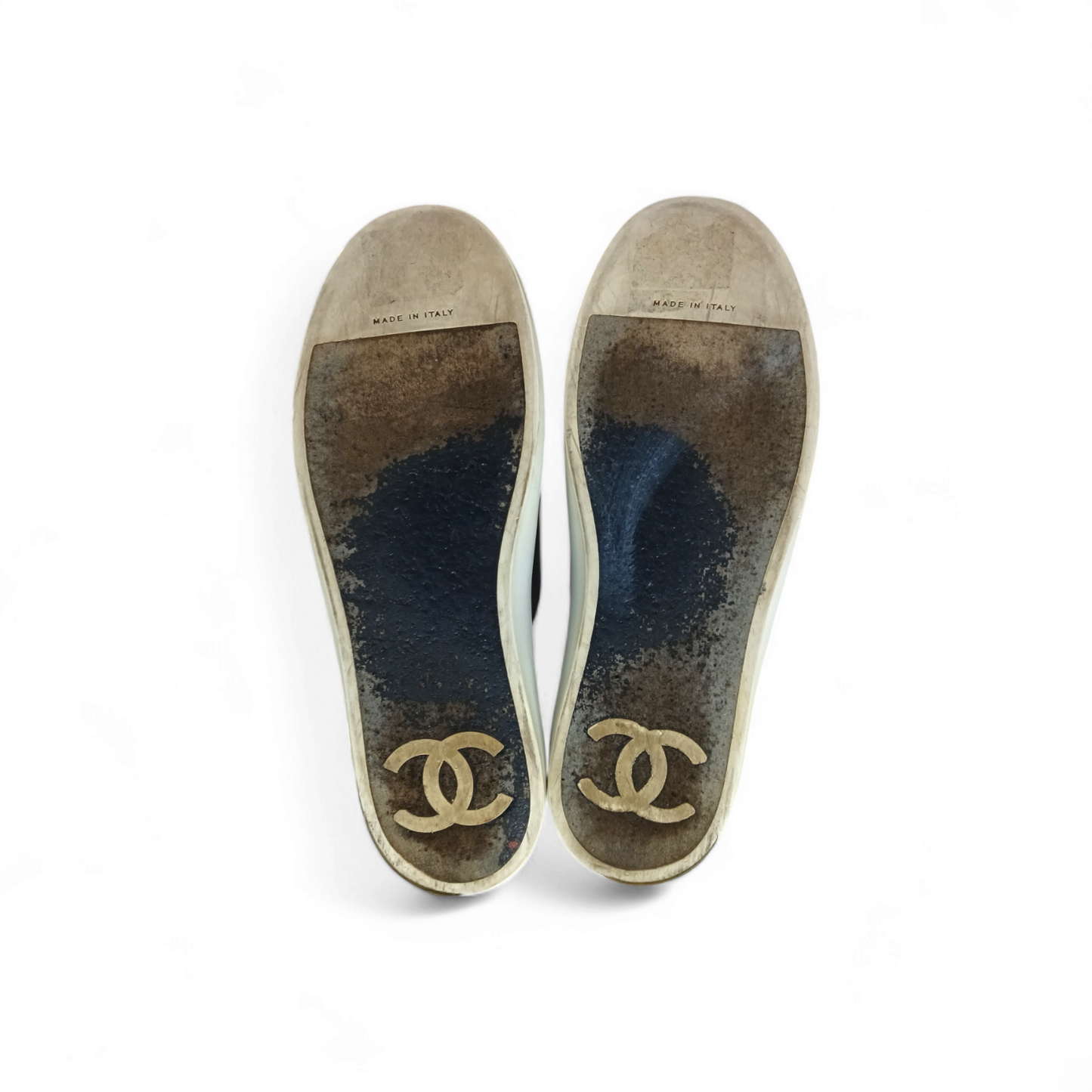 CHANEL Slip On IG31713 Lady's Navy/White *Stain* Rank B