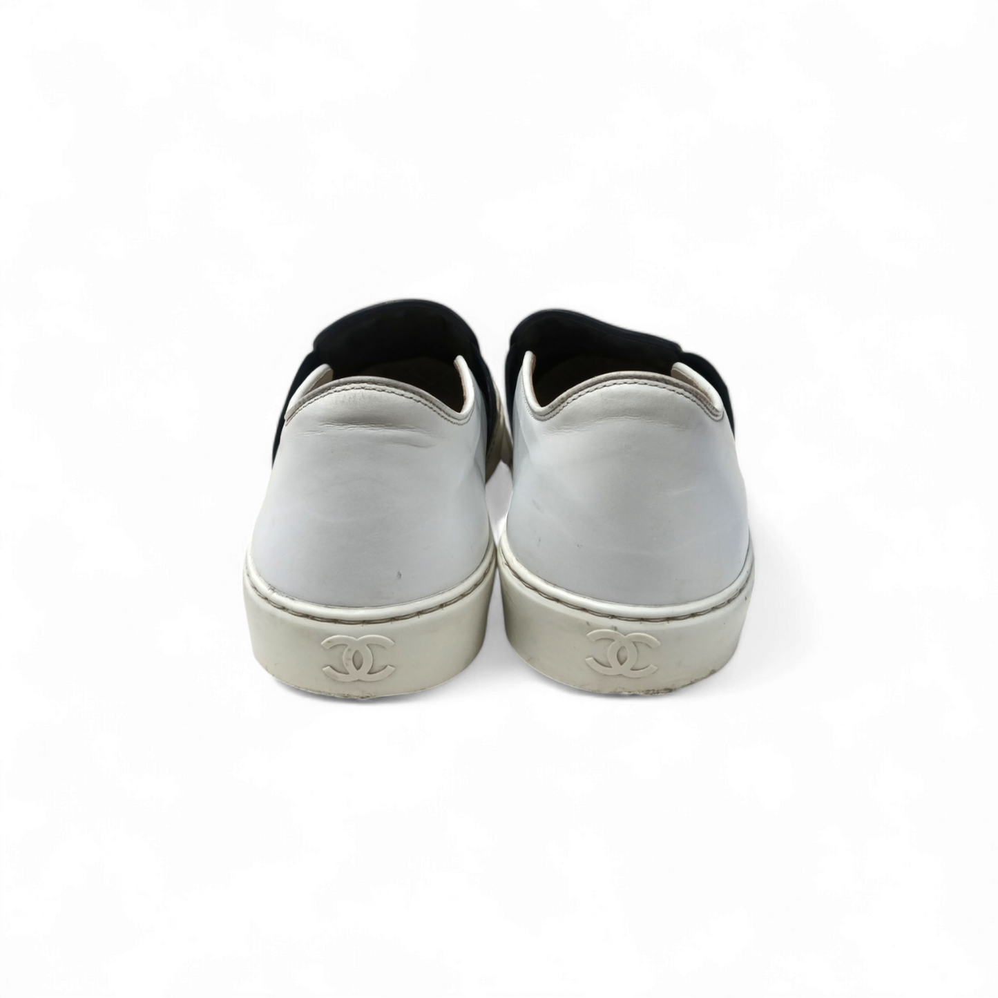 CHANEL Slip On IG31713 Lady's Navy/White *Stain* Rank B