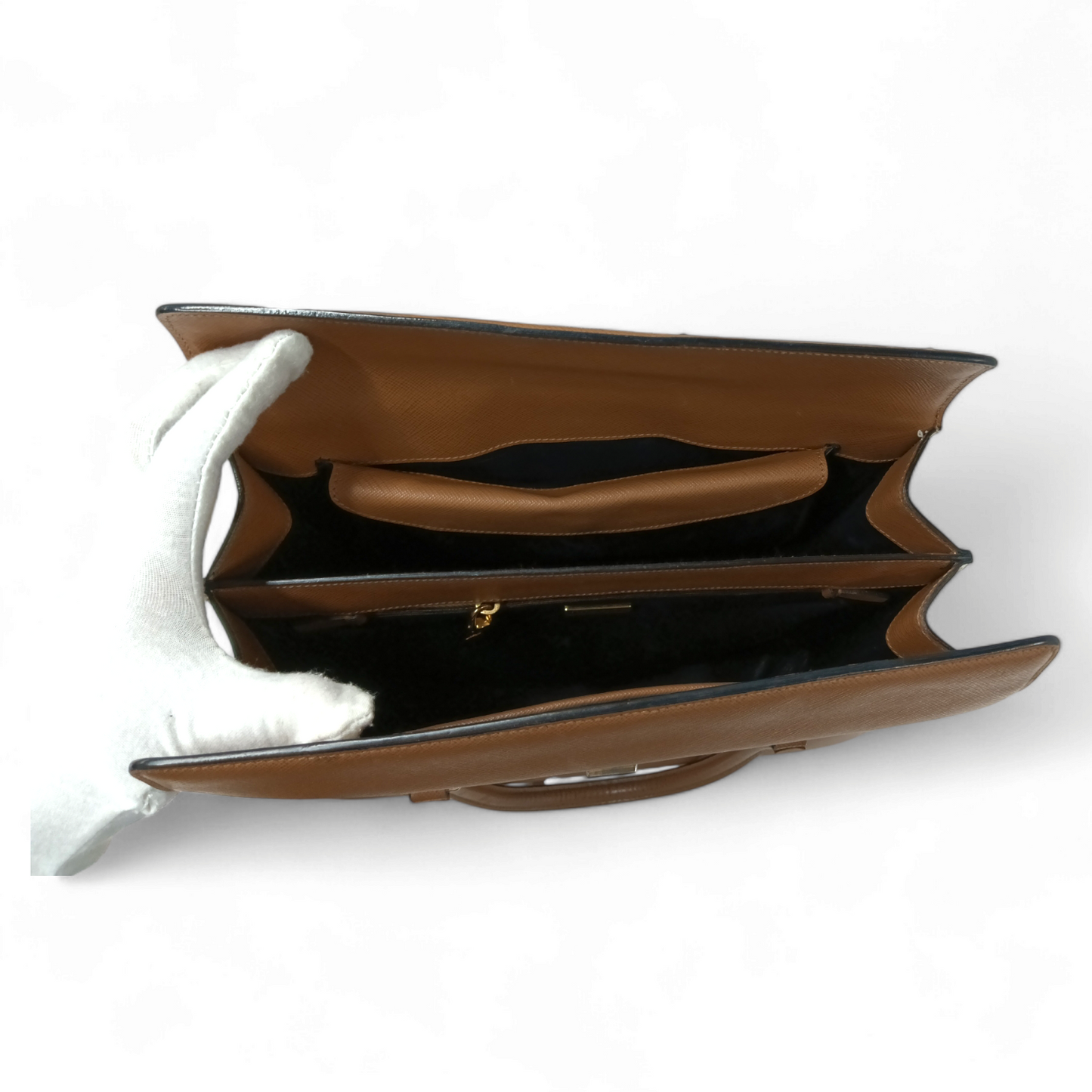 PRADA Handbag Saffiano B2425C Brown Rank B