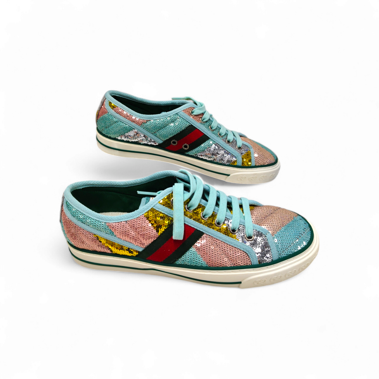 GUCCI Shoes Size 40 Lady's Multi Color TENNES 1977 spangle Rank A