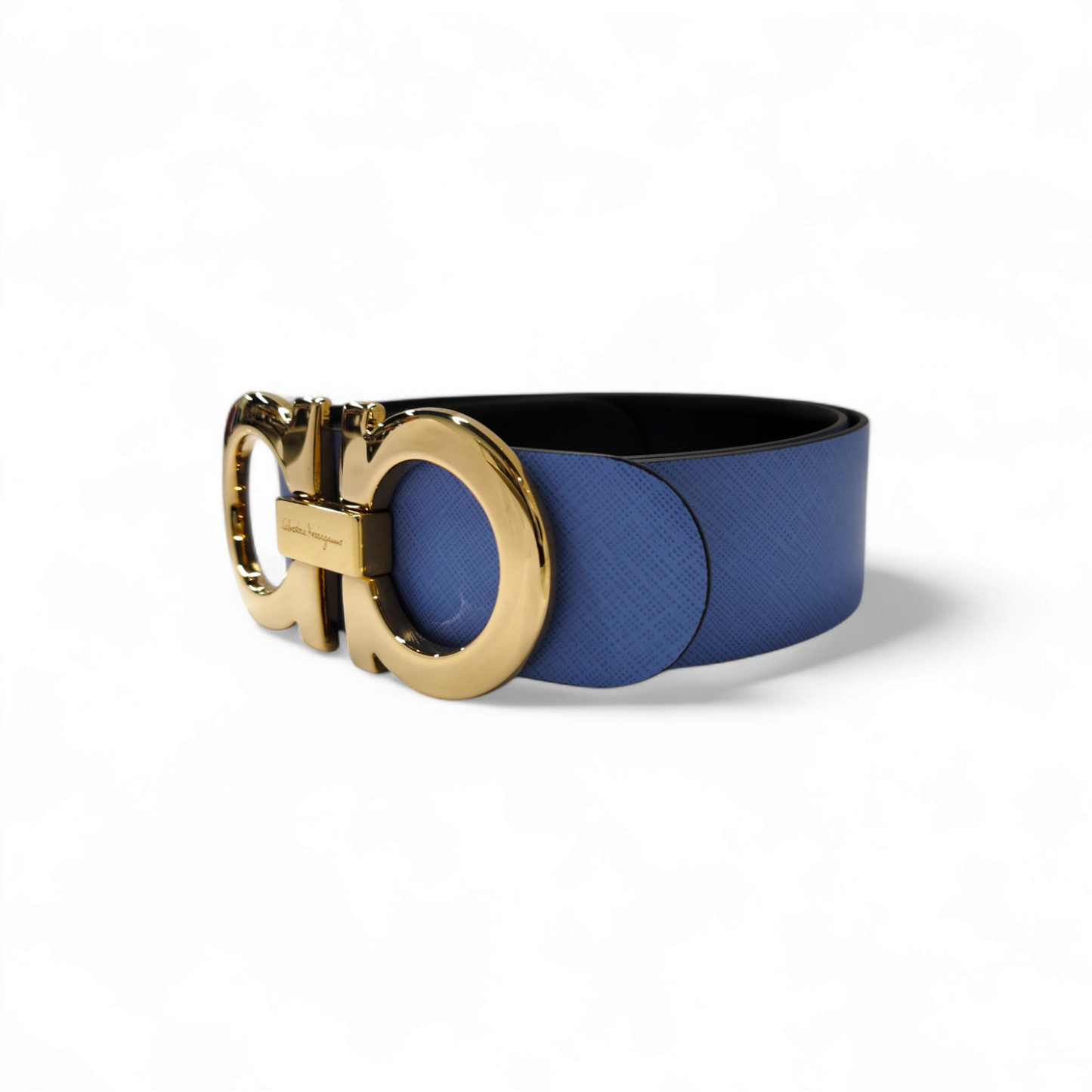 Salvatore Ferragamo Belt Sky Blue/Gold SP-23 76-01 Rank A