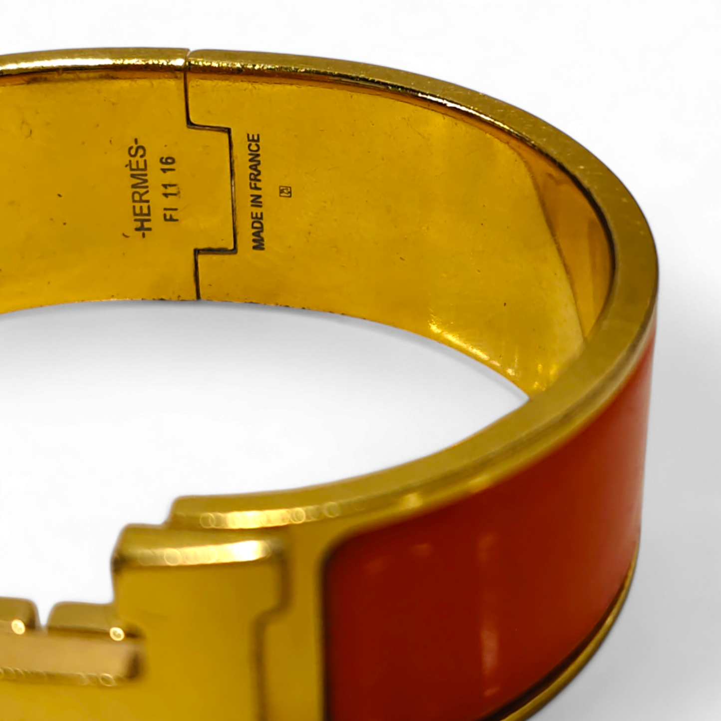 HERMES Bracelet CLIC H *scratch* Orange Rank C