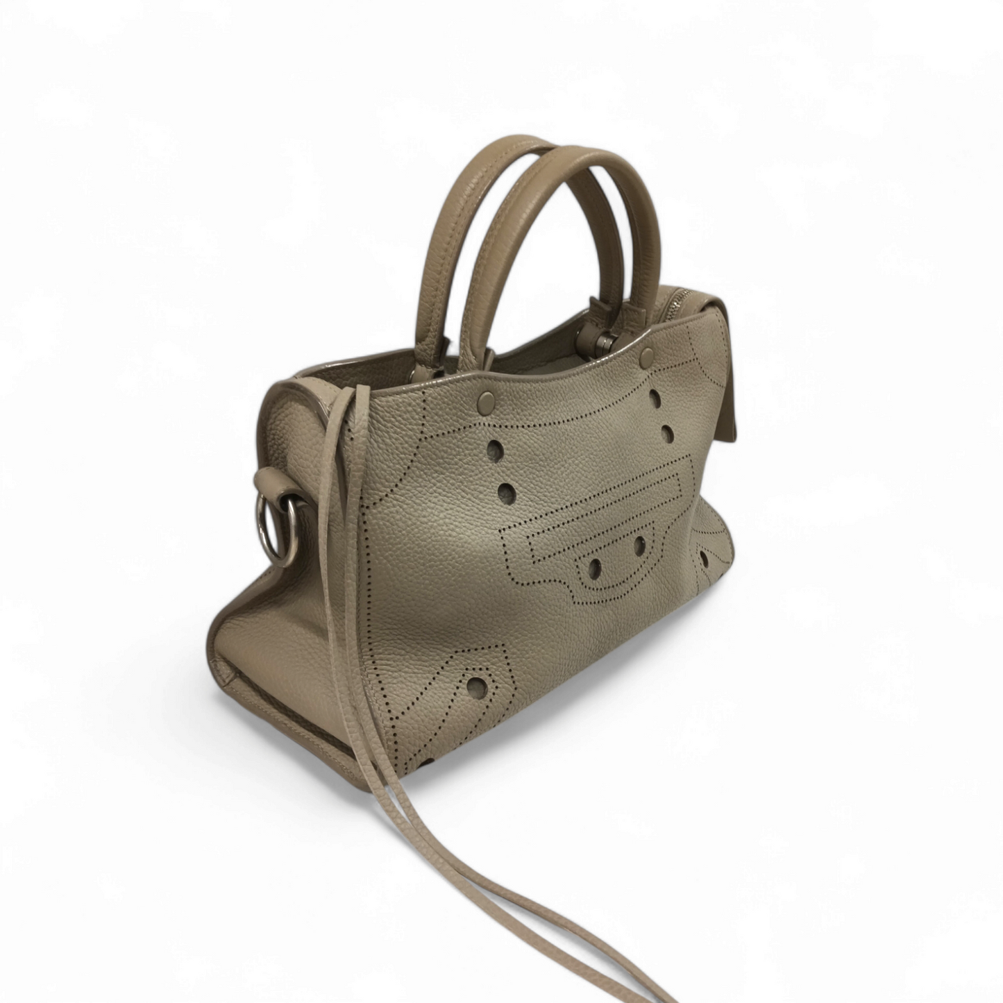BALENCIAGA 2WAY Bag BB0125S Beige *STRAP STAIN* Rank B