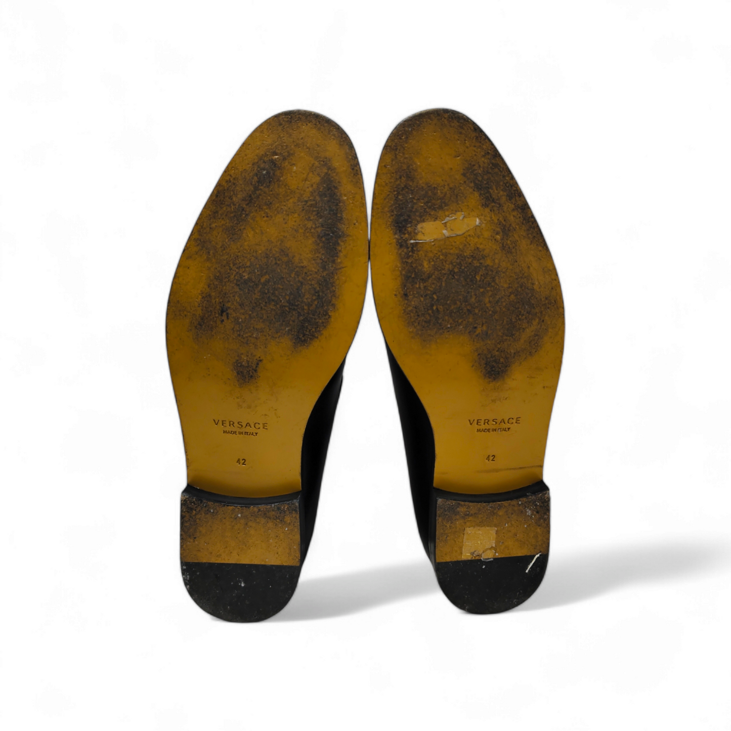 VERSACE Loafers Size 42 Mens Black NER0-0R0 Rank AB