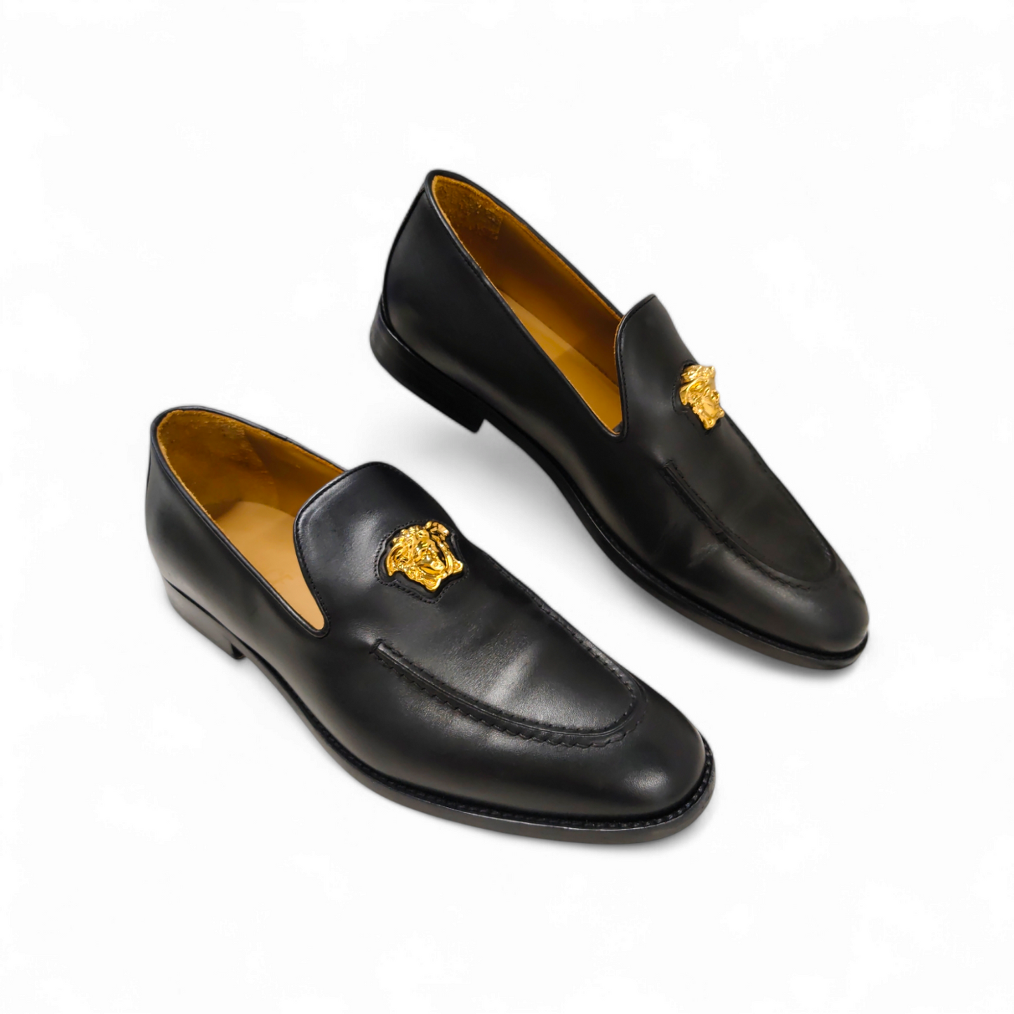 VERSACE Loafers Size 42 Mens Black NER0-0R0 Rank AB