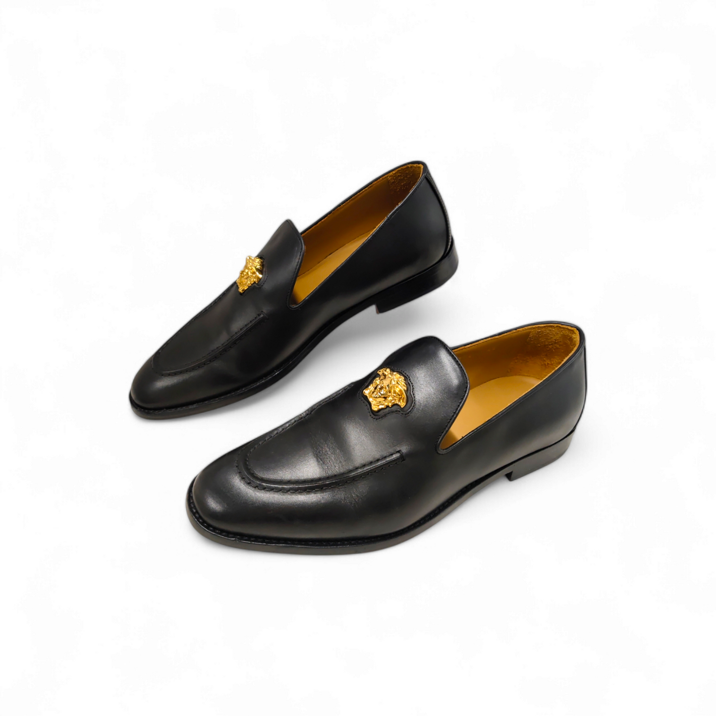 VERSACE Loafers Size 42 Mens Black NER0-0R0 Rank AB