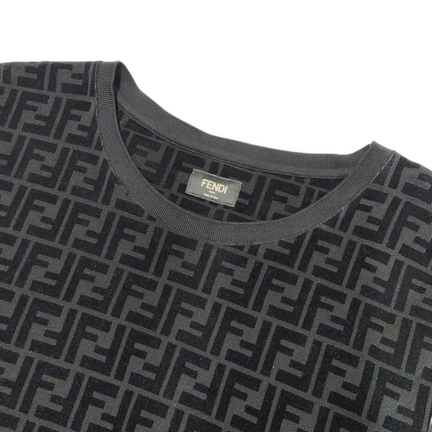 FENDI T-shirt Size XL FY0936 A7D5 Black Rank B