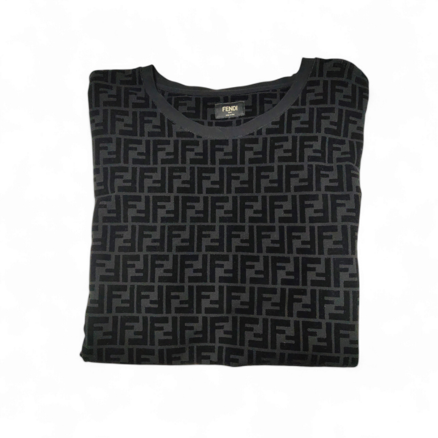 FENDI T-shirt Size XL FY0936 A7D5 Black Rank B