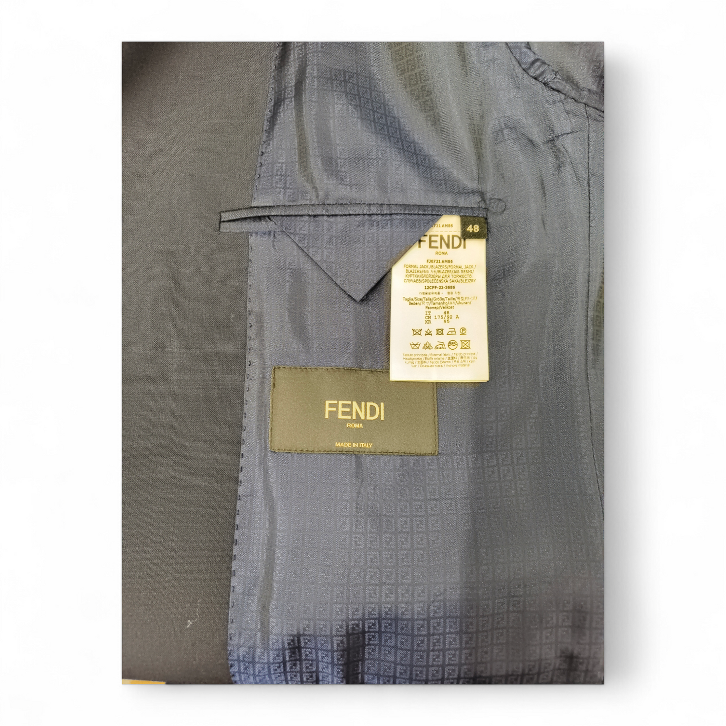 FENDI Suit Jacket SIZE48 Mens Navy FJ0721 AM86 Rank B