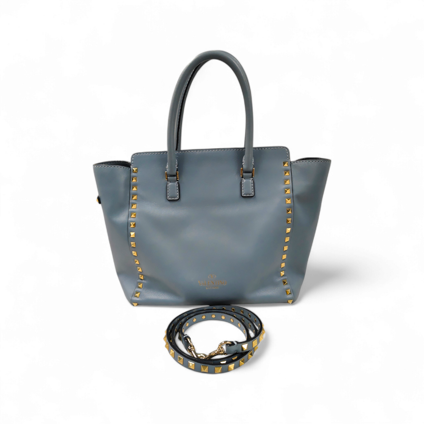 VALENTINO GARAVANI 2WAY Bag Rocstud Sky Blue *Stain* Rank B