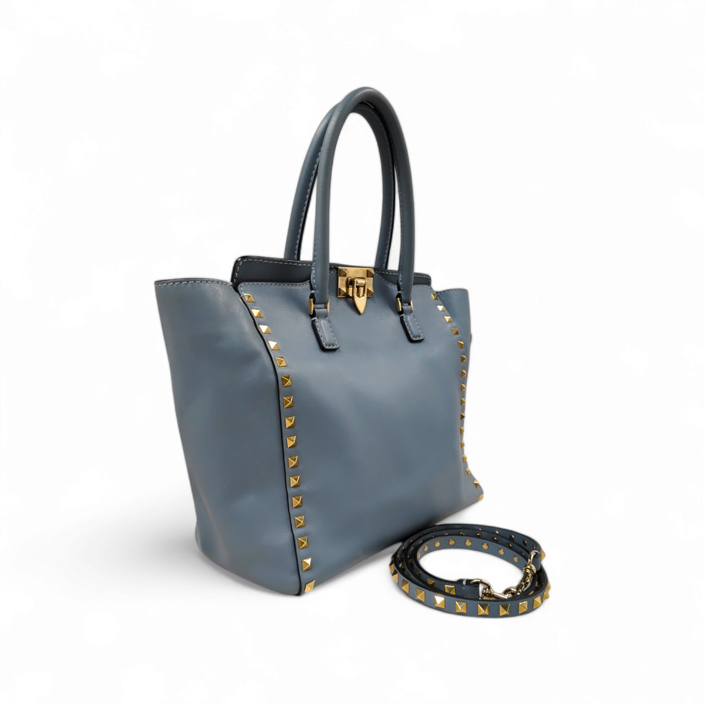 VALENTINO GARAVANI 2WAY Bag Rocstud Sky Blue *Stain* Rank B