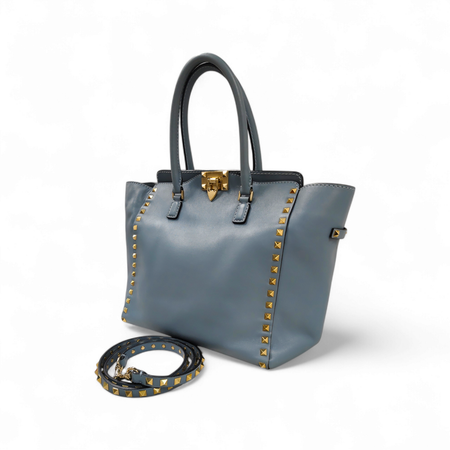 VALENTINO GARAVANI 2WAY Bag Rocstud Sky Blue *Stain* Rank B