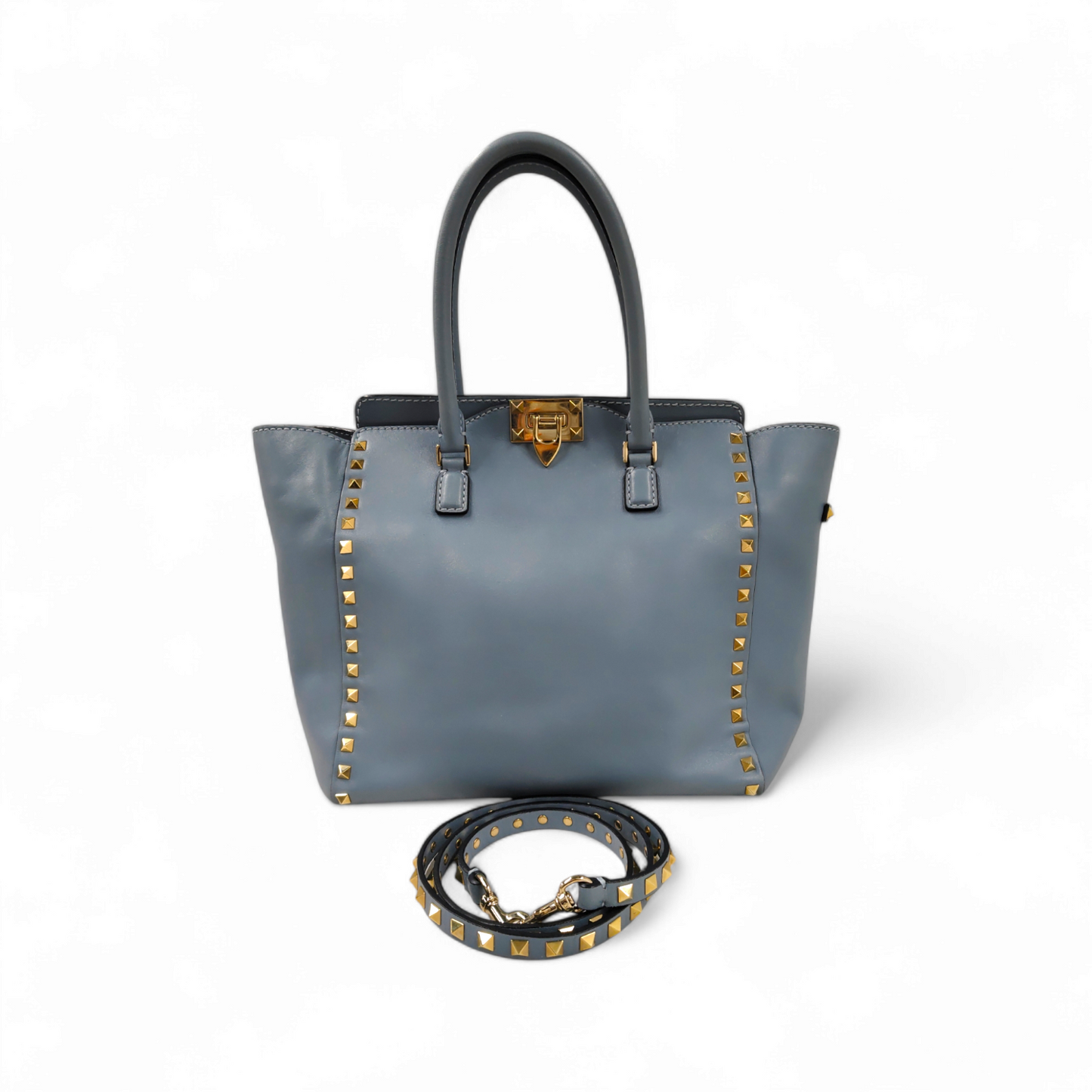 VALENTINO GARAVANI 2WAY Bag Rocstud Sky Blue *Stain* Rank B