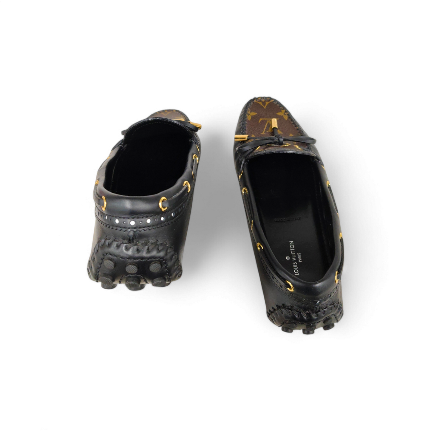 LOUIS VUITTON Driving Shoes Size 35.5 Lady's Brown/Black ND 0157 *Stain Rank B