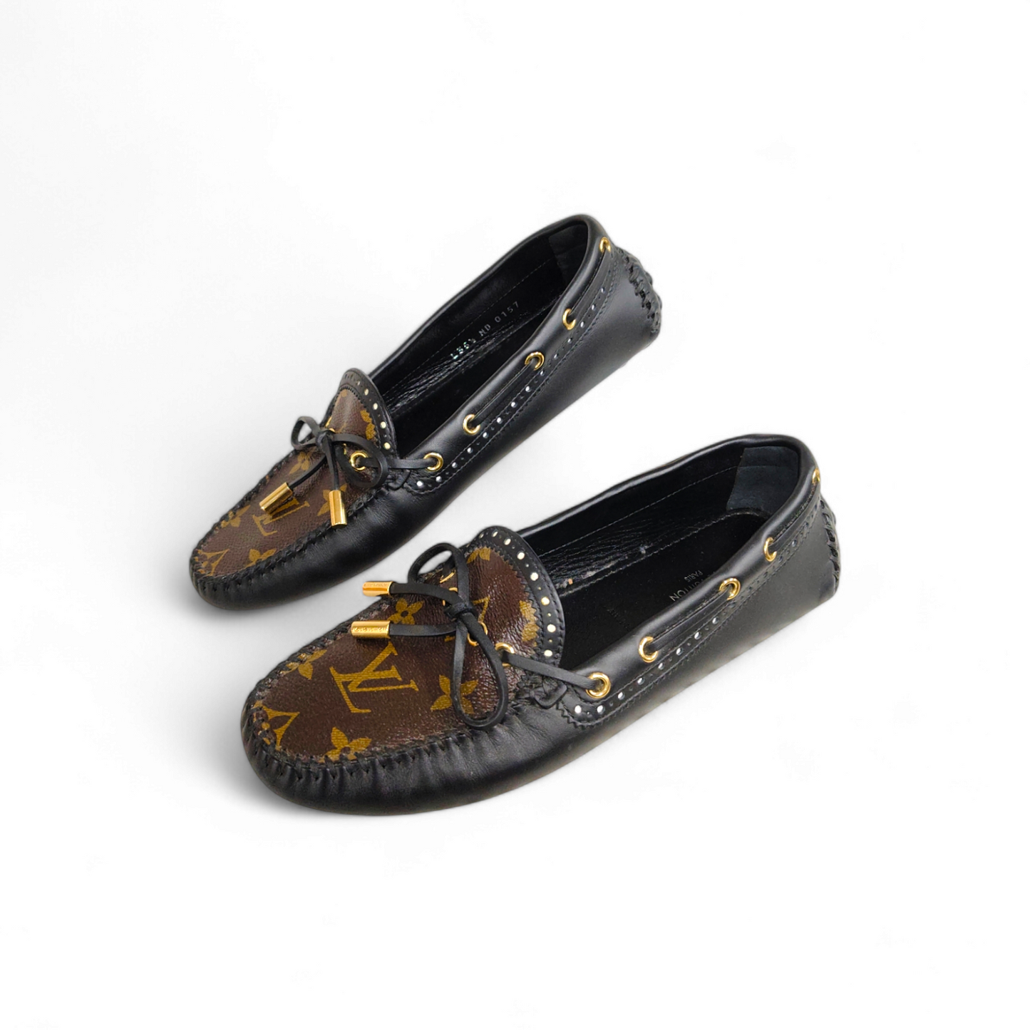 LOUIS VUITTON Driving Shoes Size 35.5 Lady's Brown/Black ND 0157 *Stain Rank B