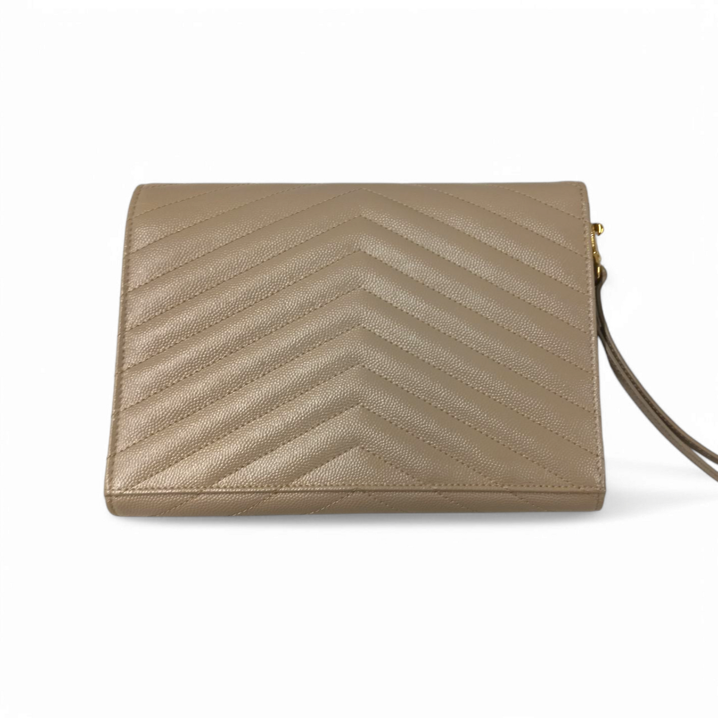 Yves Saint Laurent Clutch Bag CASSANDRE Beige Rank AB