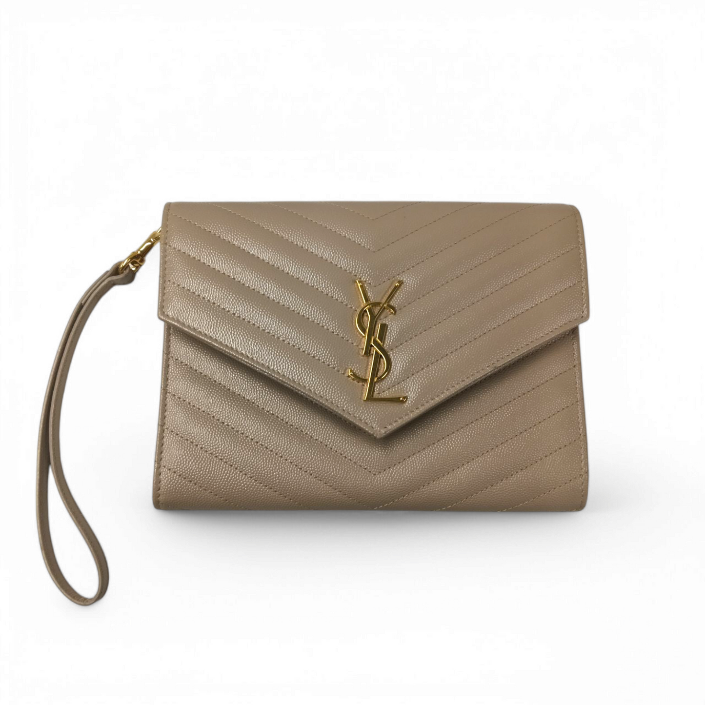 Yves Saint Laurent Clutch Bag CASSANDRE Beige Rank AB