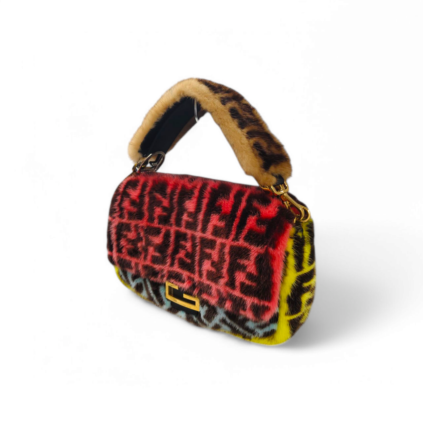 FENDI 2WAY Bag 8BR600-A7S4-199-10429 Multi Color Mink Fur Bagget