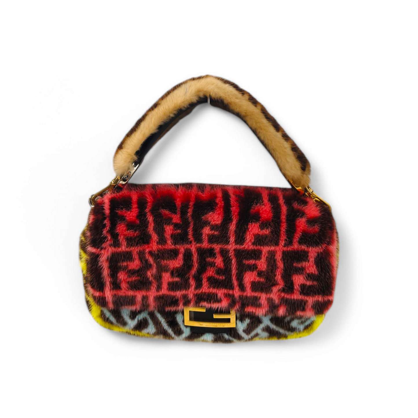 FENDI 2WAY Bag 8BR600-A7S4-199-10429 Multi Color Mink Fur Bagget