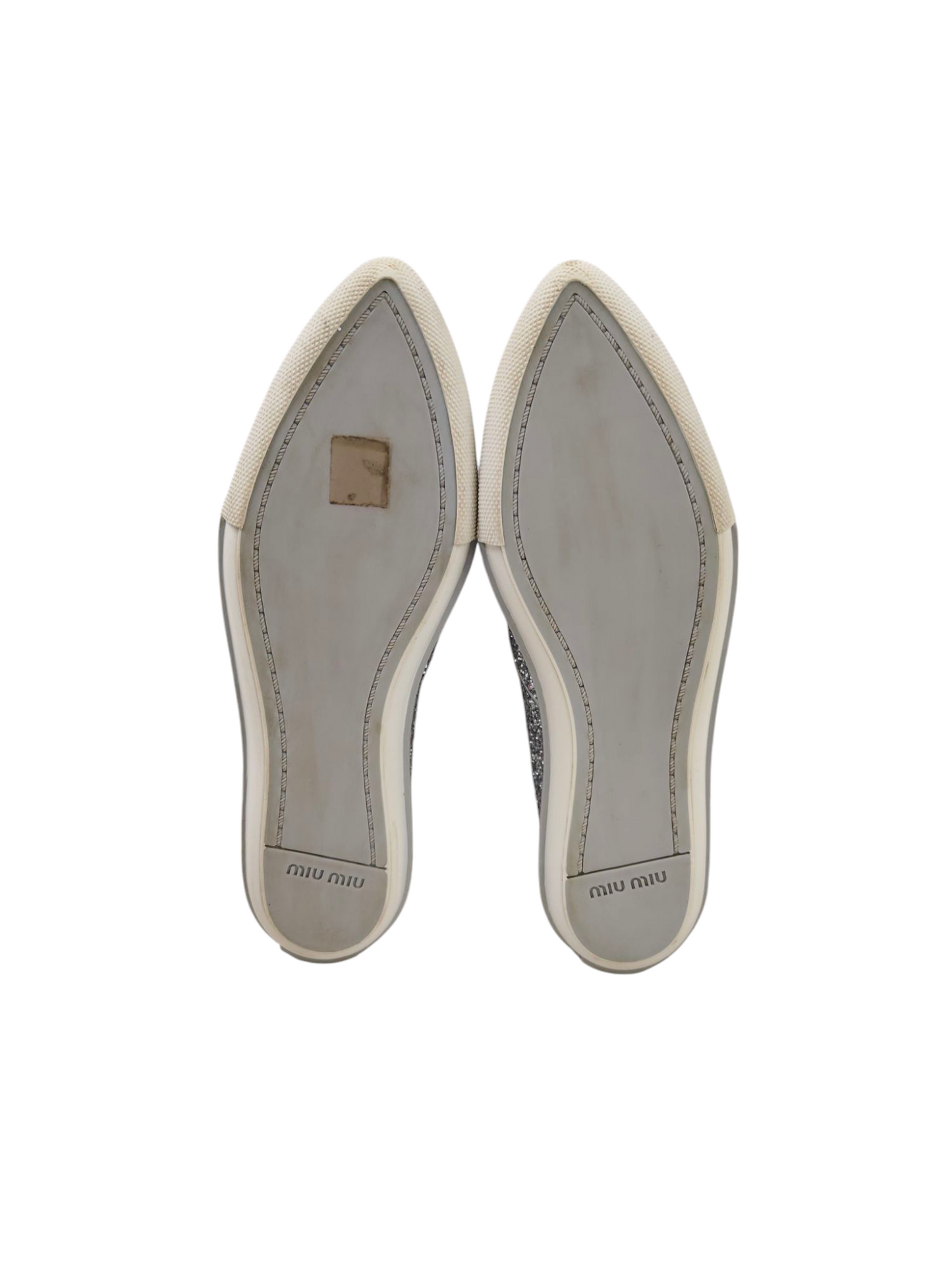 MIU MIU Sparkle Shoes Size 38 Sliver *Stain* 5S9519 Rank B