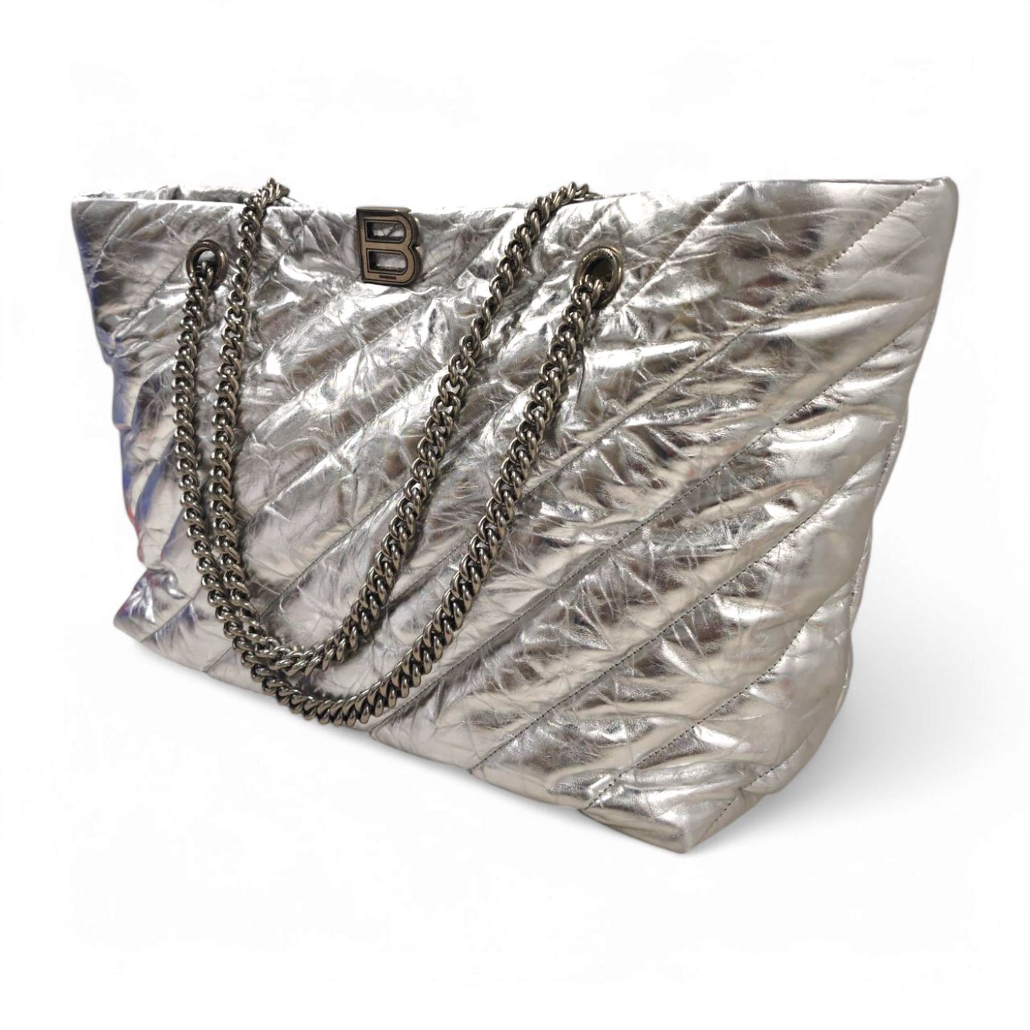 BALENCIAGA Tote Bag 777856 Sliver 8110 N528147 Crush Tote Rank AB