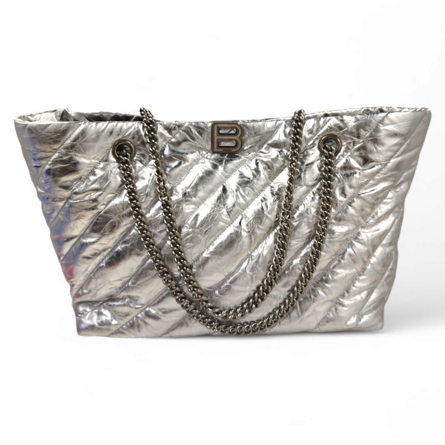 BALENCIAGA Tote Bag 777856 Sliver 8110 N528147 Crush Tote Rank AB