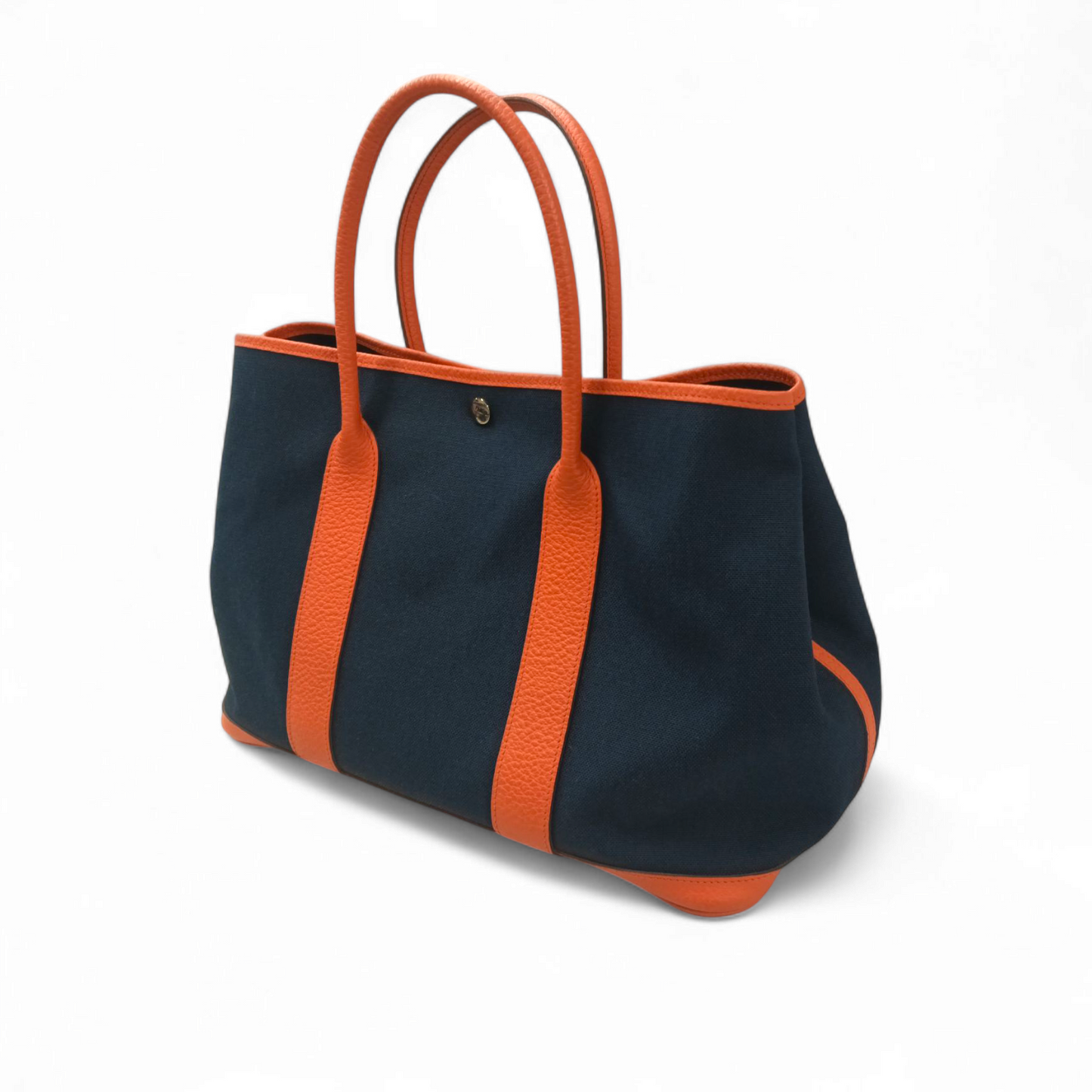 HERMES Tote Bag Navy/Orange X GS 005 HI Garden Party 36 Rank B
