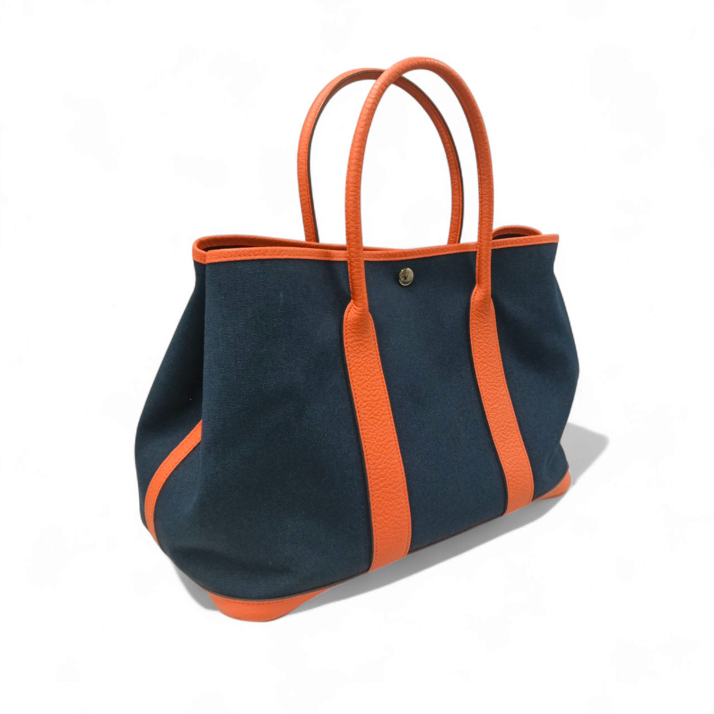 HERMES Tote Bag Navy/Orange X GS 005 HI Garden Party 36 Rank B