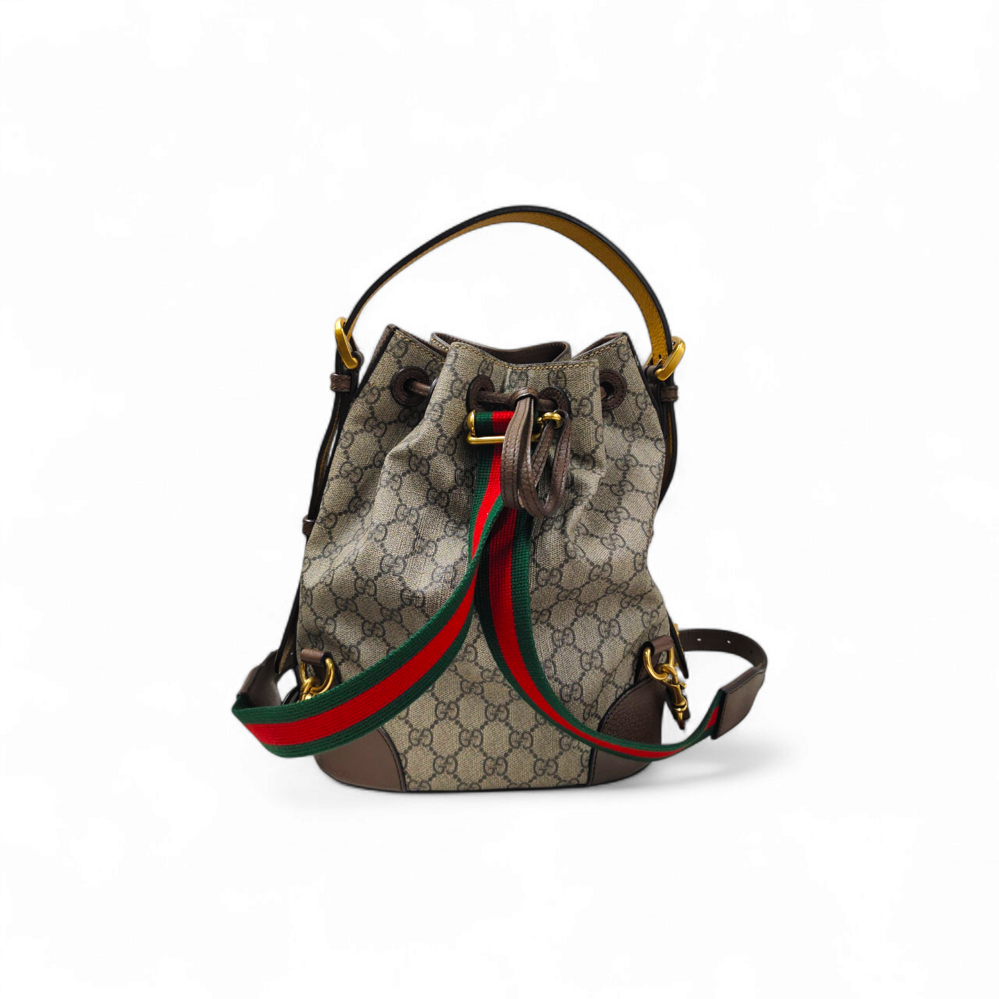 GUCCI 2WAY Bag Gray Supreme Leather - Backpack 473875 *Small Damage* Rank AB