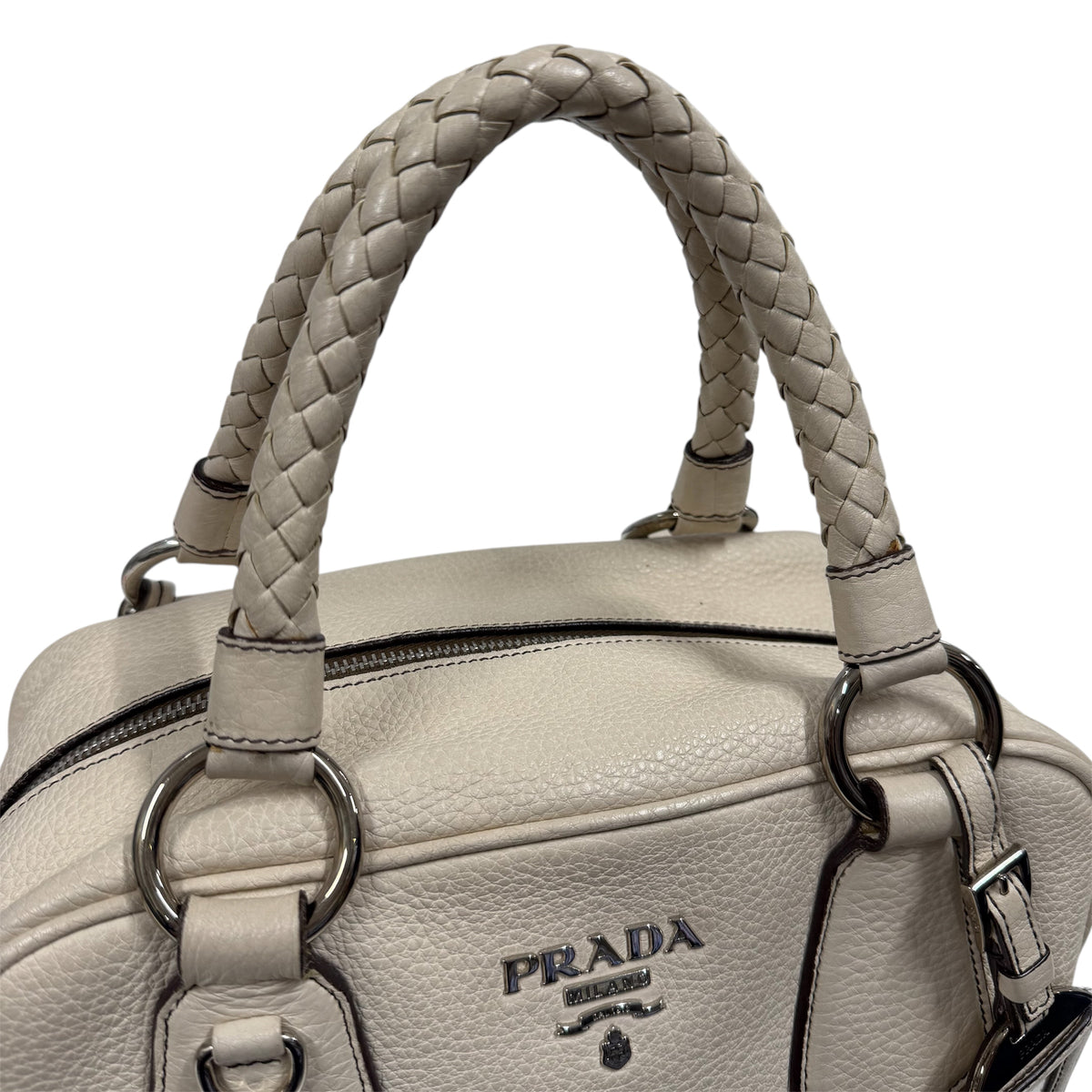 PRADA Handbag Beige VITELLO DAINO BL0265