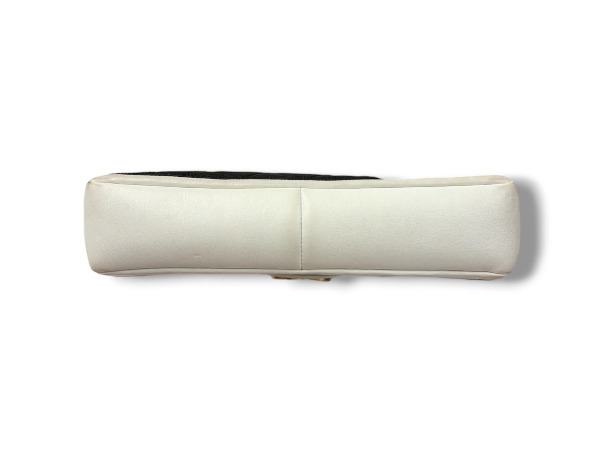 CHANEL SHOULDER BAG LAMBSKIN FLAP RANK(B) WHITE-BLACK STAIN 18023436