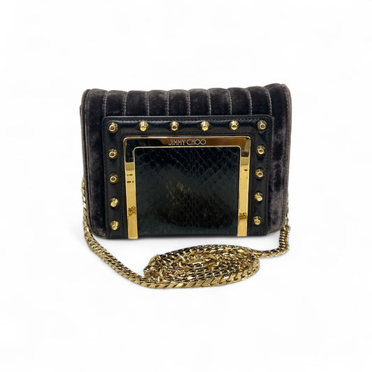 JIMMY CHOO Velor Shoulder Bag 014J4J Black JCH.1.114J4J Rank(B)