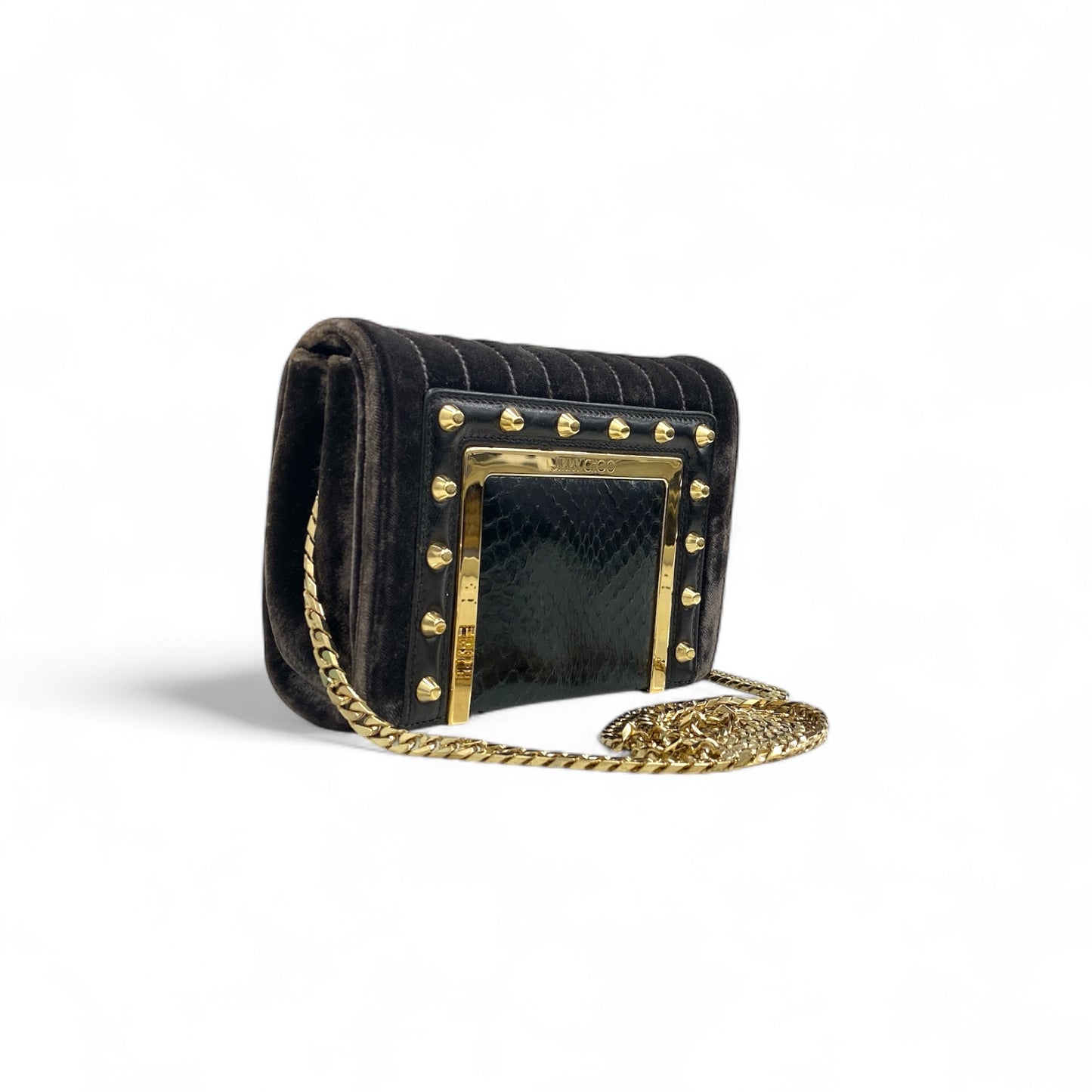JIMMY CHOO Velor Shoulder Bag 014J4J Black JCH.1.114J4J Rank(B)