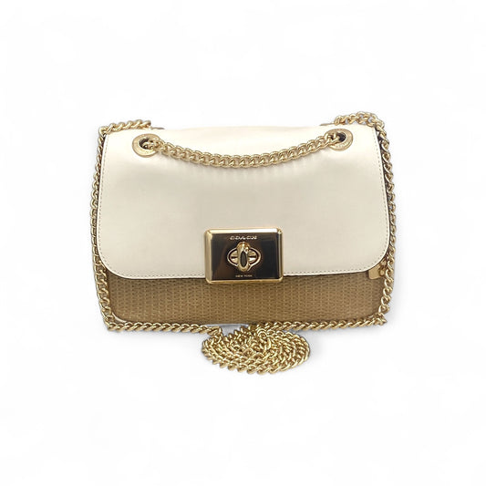 COACH Shoulder Bag F72885 Beige/Brown Stain Rank (B)