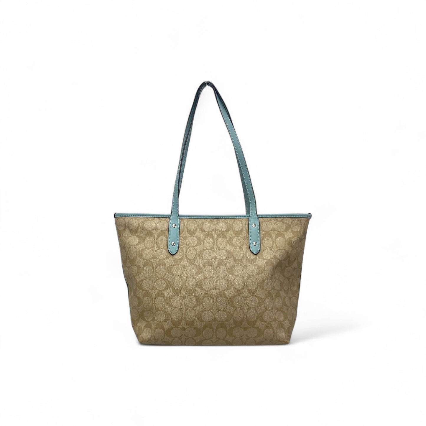 COACH Tote Bag F58292 Brown / Sky blue Rank (A)