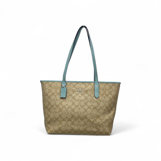 COACH Tote Bag F58292 Brown / Sky blue Rank (A)