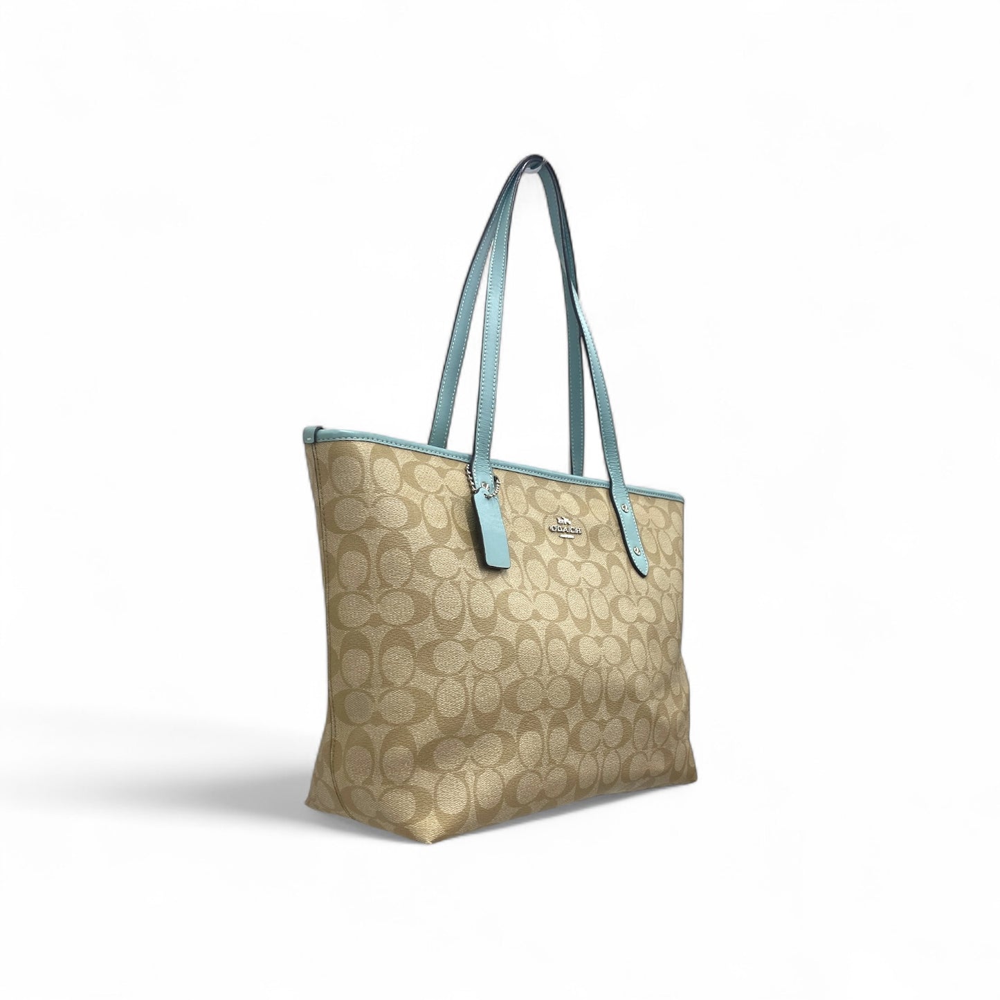 COACH Tote Bag F58292 Brown / Sky blue Rank (A)